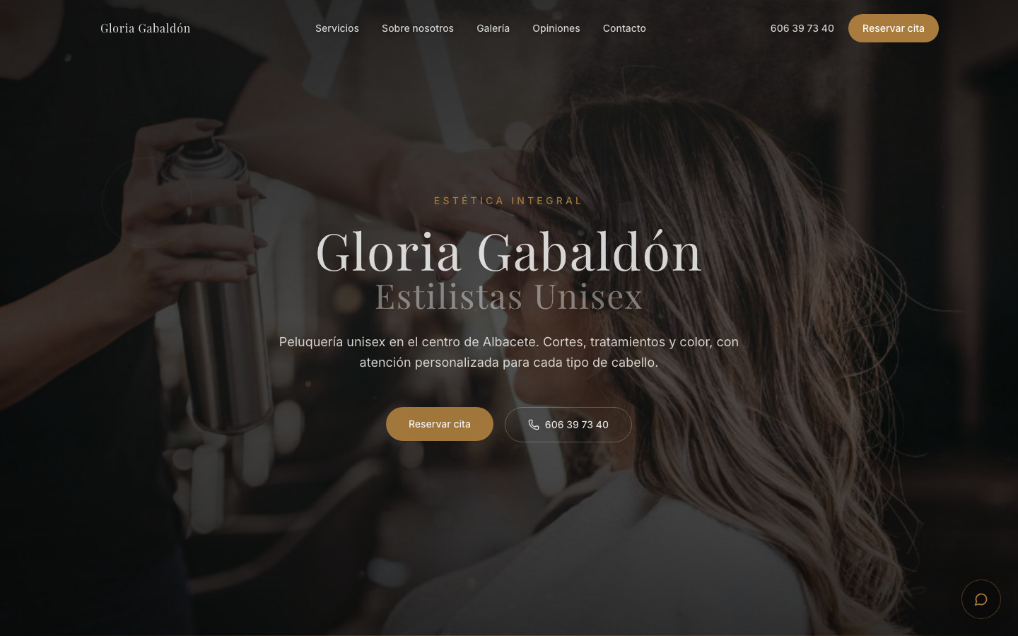 Captura del sitio web de Gloria Gabaldón